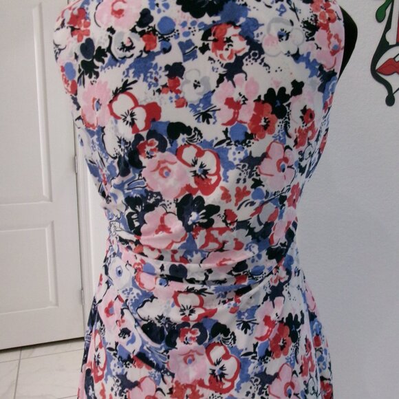 Ralph Lauren Floral Print Ruched Side Stretch Jersey Sleeveless Dress 6 - Picture 9 of 15
